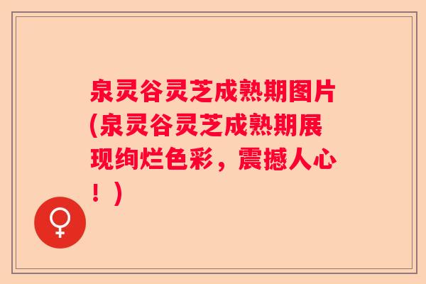 泉灵谷灵芝成熟期图片(泉灵谷灵芝成熟期展现绚烂色彩，震撼人心！)