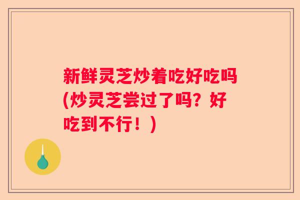 新鲜灵芝炒着吃好吃吗(炒灵芝尝过了吗？好吃到不行！)