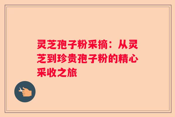 灵芝孢子粉采摘：从灵芝到珍贵孢子粉的精心采收之旅