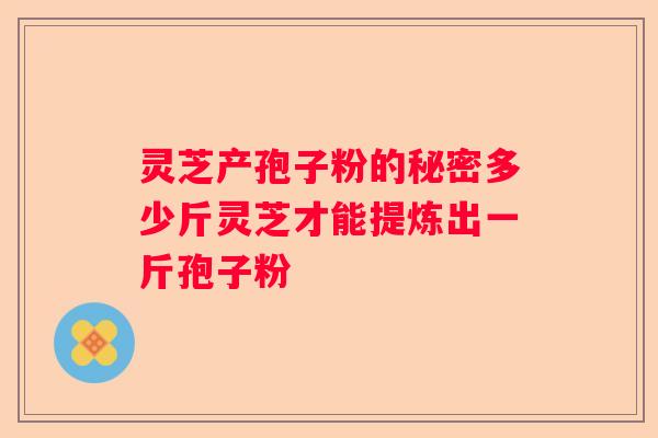 灵芝产孢子粉的秘密多少斤灵芝才能提炼出一斤孢子粉