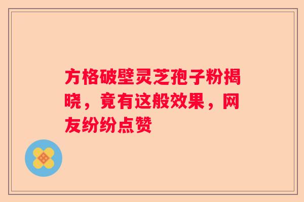 方格破壁灵芝孢子粉揭晓，竟有这般效果，网友纷纷点赞