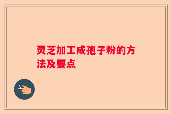 灵芝加工成孢子粉的方法及要点